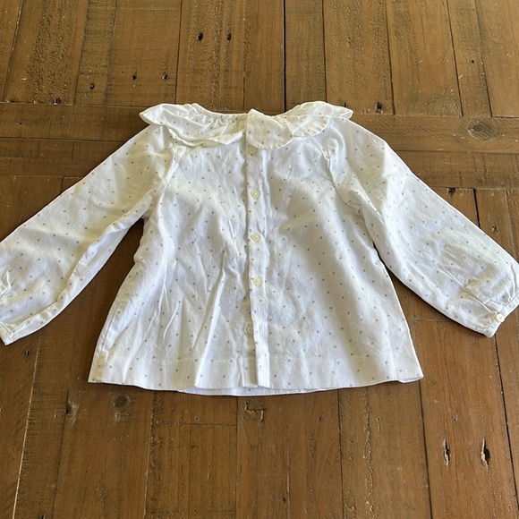 Jacadi silver polka dot scalloped collar top - Picture 4 of 5